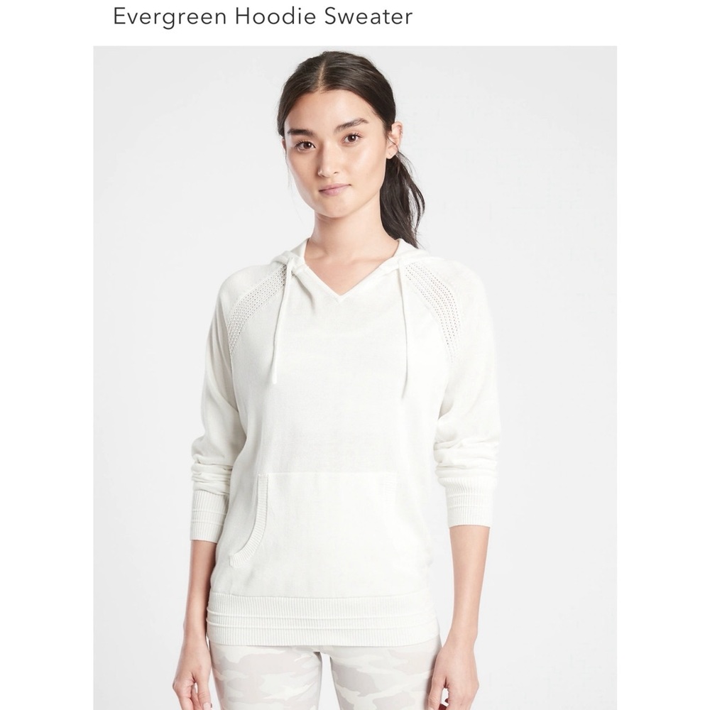 Athleta Evergreen White Hoodie Sweater NWT SZ 1X